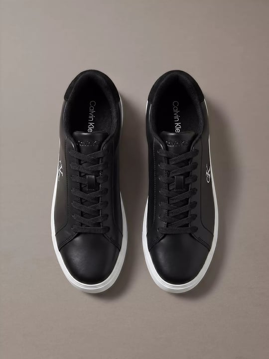 Calvin Klein Calvin Klein Erkek Rahat Taban Bağcıklı Deri Düz Taban Siyah Sneaker YM0YM01435-BEH