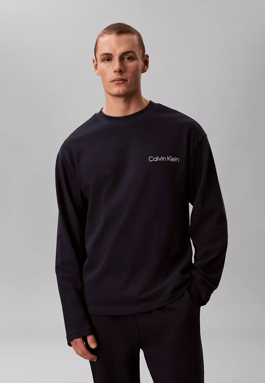 Calvin Klein Calvin Klein Erkek Rahat Kalıp Pamuklu Yuvarlak Yakalı Geniş Paçalı Lacivert Pijama Takımı LV00NM2950-0PP