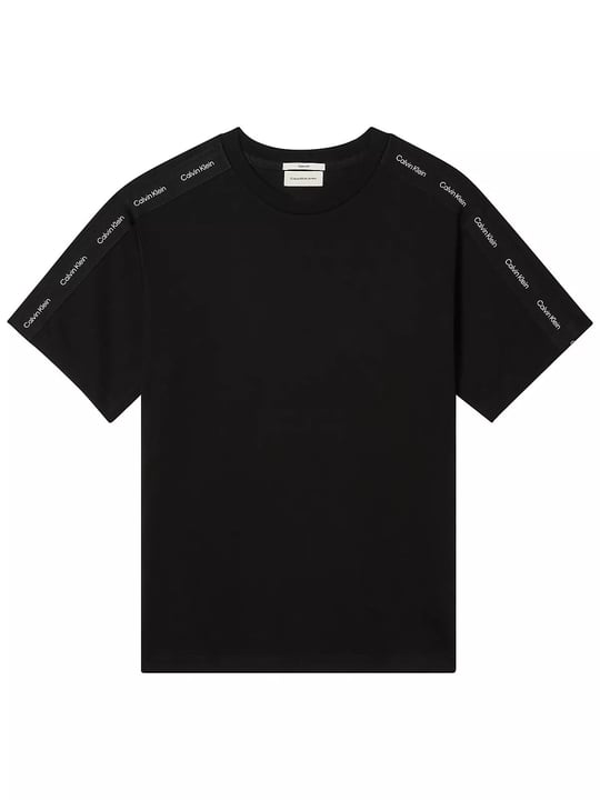 Calvin Klein Calvin Klein Erkek Regular Fit Yuvarlak Yakalı Omuzları Şerit Çizgili Kısa Kollu Siyah T-Shirt LV04RH201G-UB1