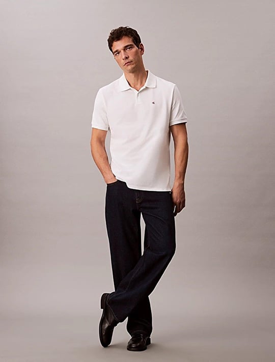 Calvin Klein Calvin Klein Erkek Regular Fit %100 Pamuklu CK Logolu Kısa Kollu Beyaz Polo Yaka T-Shirt LV040EM269-YAD