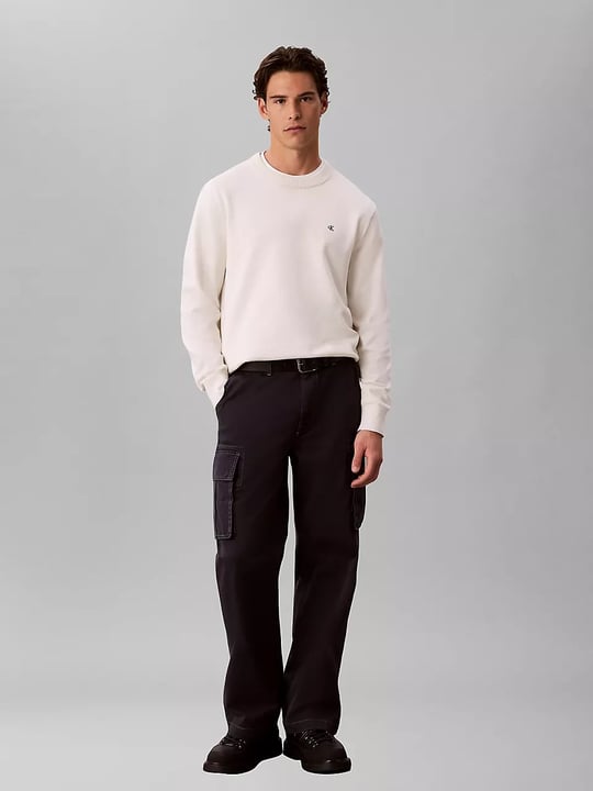 Calvin Klein Calvin Klein Erkek Regular Fit Bisiklet Yaka Uzun Kol Pamuklu Beyaz Sweatshirt LV04RH325G-YAS