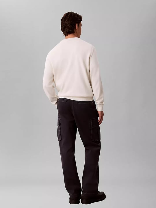 Calvin Klein Calvin Klein Erkek Regular Fit Bisiklet Yaka Uzun Kol Pamuklu Beyaz Sweatshirt LV04RH325G-YAS
