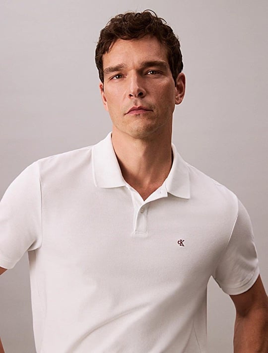 Calvin Klein Calvin Klein Erkek Regular Fit %100 Pamuklu CK Logolu Kısa Kollu Beyaz Polo Yaka T-Shirt LV040EM269-YAD