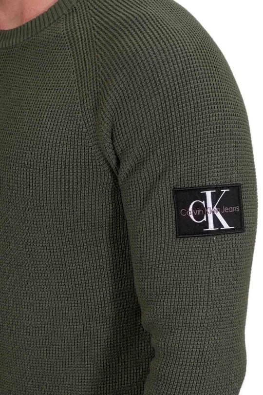 Calvin Klein Calvin Kleın Erkek Regular Fit Pamuklu Bisiklet Yaka Uzun Kollu Yeşil Kazak J30J323989-LLP