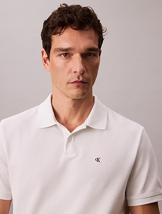 Calvin Klein Calvin Klein Erkek Regular Fit %100 Pamuklu CK Logolu Kısa Kollu Beyaz Polo Yaka T-Shirt LV040EM269-YAD