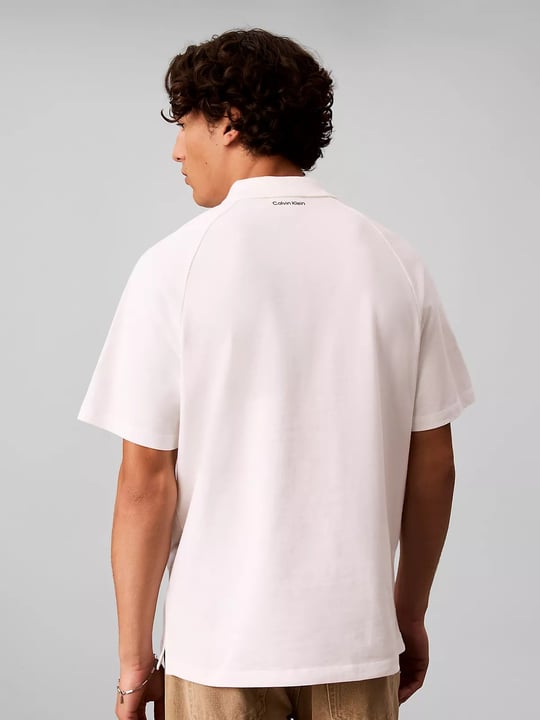 Calvin Klein Calvin Klein Erkek Regular Fit %100 Pamuklu Düğmeli Polo Yaka Logo Bantlı Kısa Kollu Beyaz Polo Yaka T-Shirt LV04RH202G-YAF