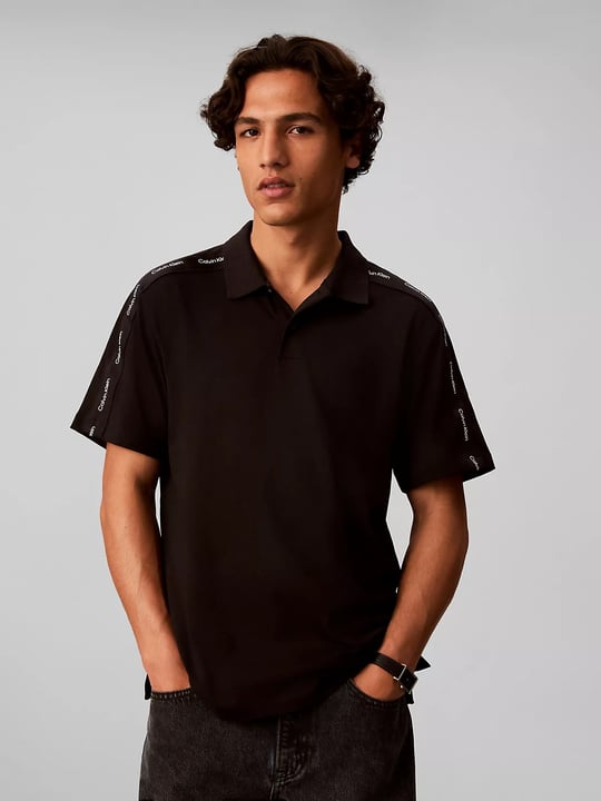 Calvin Klein Calvin Klein Erkek Regular Fit %100 Pamuklu Düğmeli Polo Yaka Logo Bantlı Kısa Kollu Siyah Polo Yaka T-Shirt LV04RH202G-UB1