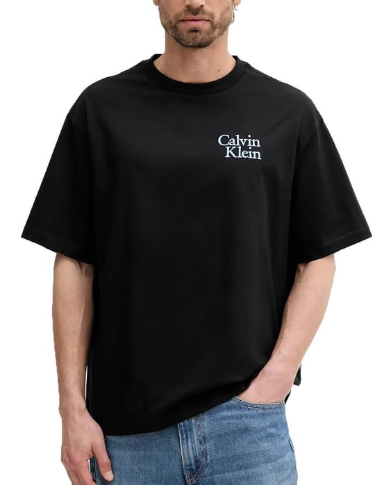 Calvin Klein Calvin Klein Erkek Renkli Calvin Yazı Desen Kısa Kol Regular Fit Siyah T-Shirt LV04RC808G-UB1