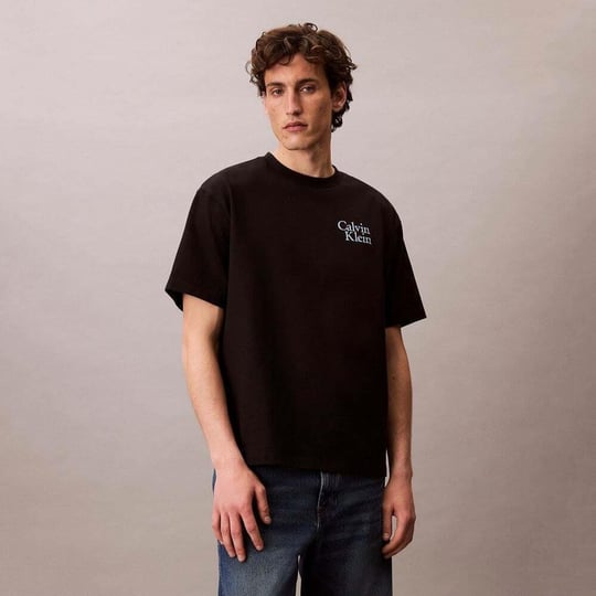 Calvin Klein Calvin Klein Erkek Renkli Calvin Yazı Desen Kısa Kol Regular Fit Siyah T-Shirt LV04RC808G-UB1
