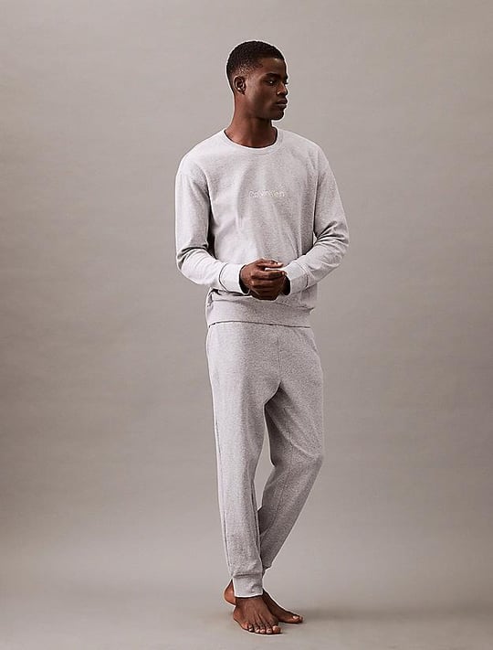 Calvin Klein Calvin Kleın Erkek Sıfır Yaka Baskılı Rahat Kesim Günlük Gri Sweatshirt 000NM2708E-QQC