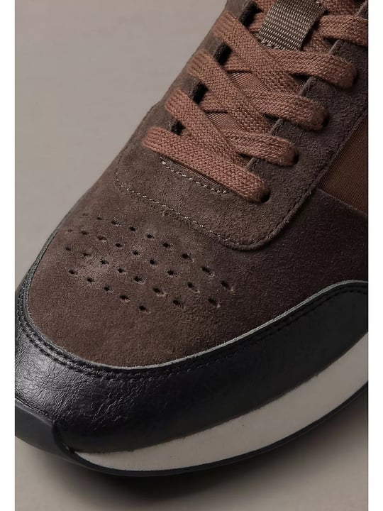 Calvin Klein Calvin Klein Erkek Süet Yüzey Airfit Tabanlı Esnek Bilekli Monogram Logolu Kahverengi Sneaker HM0HM02305-0H2