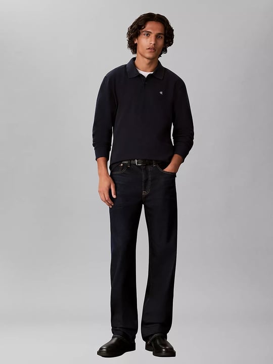 Calvin Klein Calvin Klein Erkek Uzun Kollu Rahat Kesim Lacivert Polo Yaka T-Shirt LV04RH263G-CEF