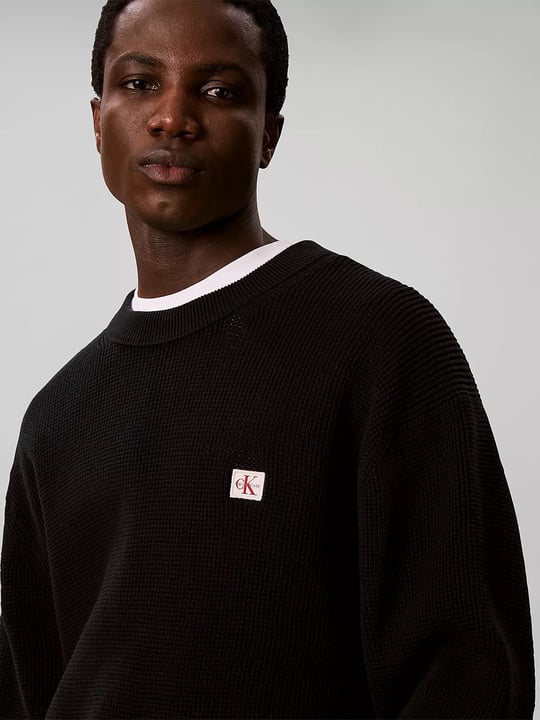 Calvin Klein Calvin Klein Erkek Uzun Kol Bisiklet Yaka Calvin Klein Baskı Desen Pamuklu Siyah Sweatshirt LV04RH326G-UB1
