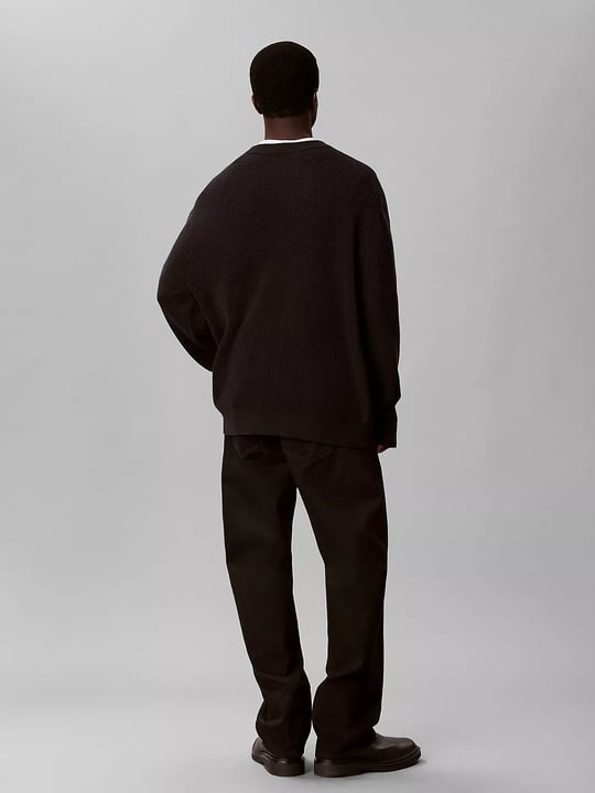 Calvin Klein Calvin Klein Erkek Uzun Kol Bisiklet Yaka Calvin Klein Baskı Desen Pamuklu Siyah Sweatshirt LV04RH326G-UB1
