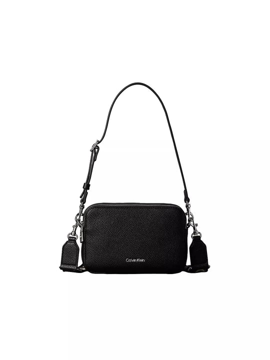 Calvin Klein Calvin Klein Kadın Askı Ayarlanabilir Calvin Klein Yazılı Fermuar Kapama Deri Siyah Çanta LV04F3656G-UB1