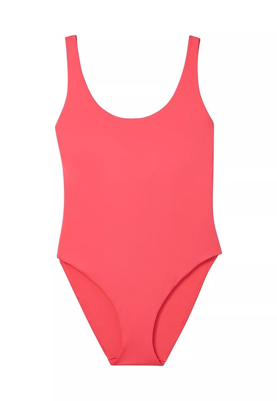 Calvin Klein Calvin Klein Kadın Askılı CK Yazı Desenler Slip Sırt Dekolte Esnek Kumaş Pembe Mayo LV00Q61205-XKP