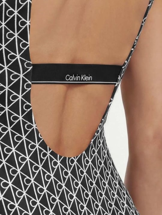 Calvin Klein Calvin Klein Kadın Askılı CK Yazı Desenler Slip Sırt Dekolte Esnek Kumaş Siyah Mayo LV00Q61205-32N