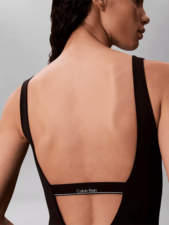 Calvin Klein Calvin Klein Kadın Askılı CK Yazı Desenler Slip Sırt Dekolte Esnek Kumaş Siyah Mayo LV00Q61205-UB1