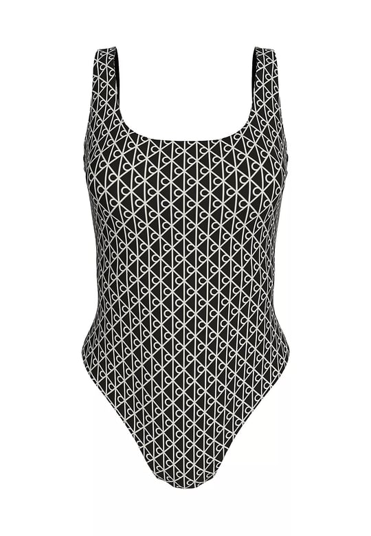 Calvin Klein Calvin Klein Kadın Askılı CK Yazı Desenler Slip Sırt Dekolte Esnek Kumaş Siyah Mayo LV00Q61205-32N