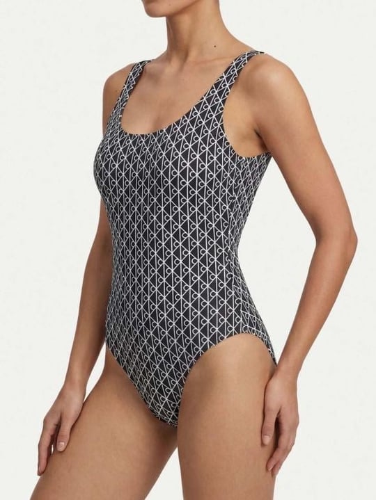 Calvin Klein Calvin Klein Kadın Askılı CK Yazı Desenler Slip Sırt Dekolte Esnek Kumaş Siyah Mayo LV00Q61205-32N