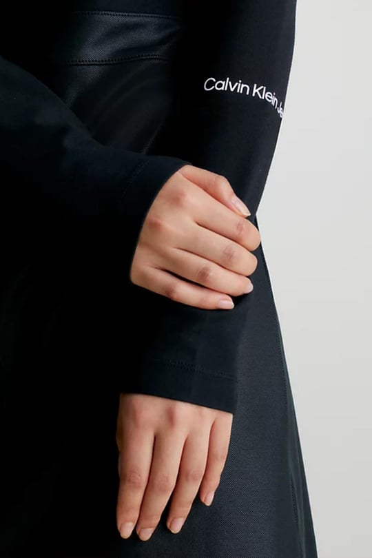 Calvin Klein Calvin Kleın Kadın Balıkçı Yaka Arka Fermuarlı Kaplamalı Mini Siyah Elbise J20J221983-BEH