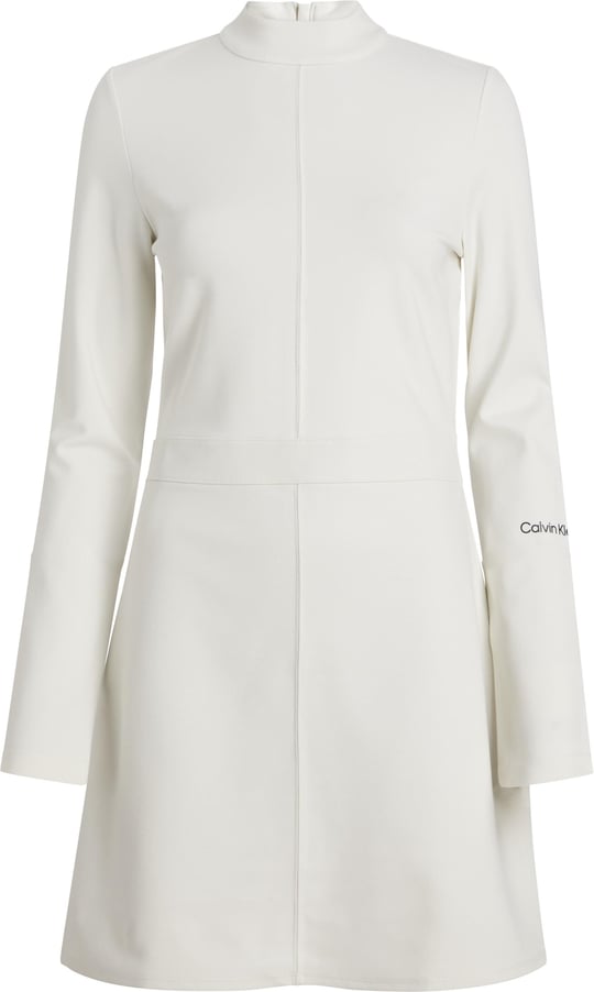 Calvin Klein Calvin Kleın Kadın Balıkçı Yaka Arka Fermuarlı Kaplamalı Mini Beyaz Elbise J20J221983-YBI