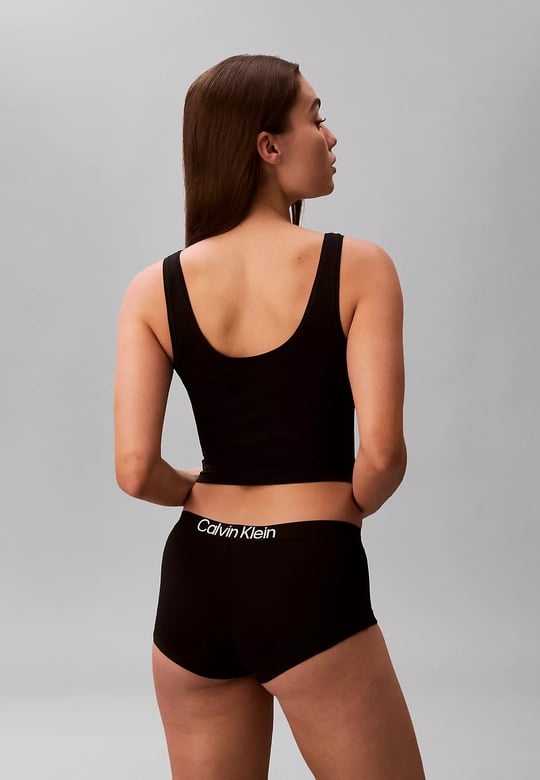 Calvin Klein Calvin Klein Kadın Bel Bölümü Calvin Klein Yazı Desen Slim fit Pamuklu Rahat Siyah Boxer LV00QD5399-UB1
