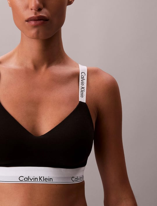 Calvin Klein Calvin Klein Kadın Calvin Yazı Detay Askılı Slim Fit Çıt Çıt Kapama Yumuşak Kumaş Siyah Sütyen LV00QF8504-UB1