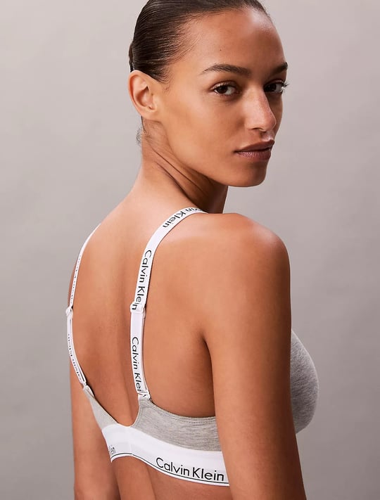 Calvin Klein Calvin Klein Kadın Calvin Yazı Detay Askılı Slim Fit Çıt Çıt Kapama Yumuşak Kumaş Gri Sütyen LV00QF8504-P7A