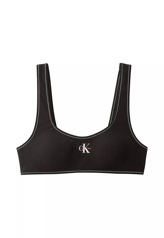Calvin Klein Calvin Klein Kadın CK Baskılı Dikiş Detaylı Yumuşak ve Esnek Kumaşlı Siyah Bikini Üstü LV00Q61100-UB1