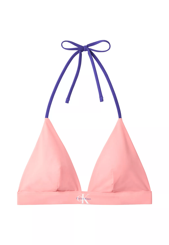 Calvin Klein Calvin Klein Kadın CK Logo Etiketli Üçgen Pembe Bikini Üstü LV00Q61225-TJ2