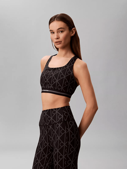 Calvin Klein Calvin Klein Kadın CK Yazı Desen Kolsuz Slim Fit Rahat Siyah Sporcu Sütyeni LVGWS6K347-ZKY