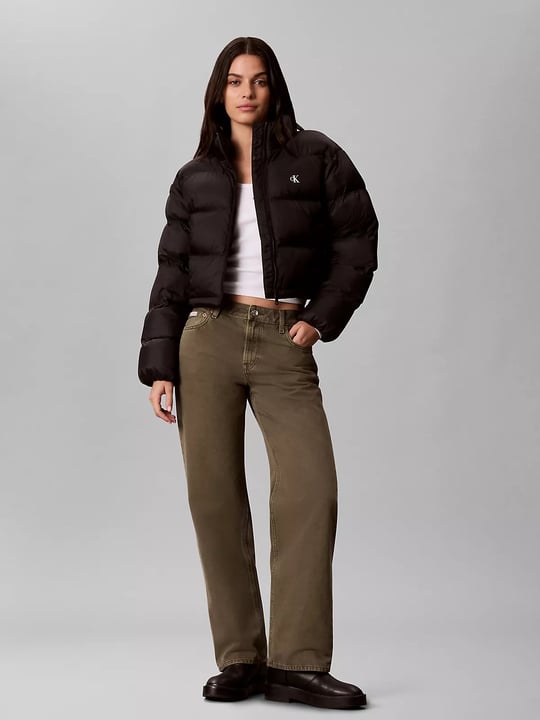 Calvin Klein Calvin Klein Kadın Crop Fit Kapitoneli Su İtici Dik Yaka Şişme Siyah Mont LV047H503G-UB1