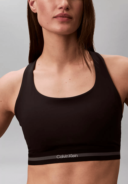 Calvin Klein Calvin Klein Kadın Dar Kalıp Logo Detaylı Elastik Bel Bantlı Crop Siyah Sporcu Sütyeni LVGWS6K346-UB1