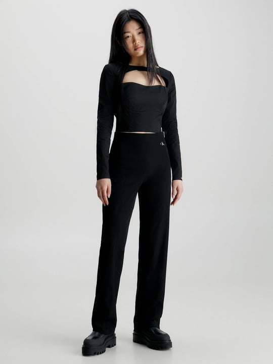 Calvin Klein Calvin Kleın Kadın Denim Slim Fit Yüksek Bel Günlük Kullanım Siyah Pantolon J20J222336-BEH