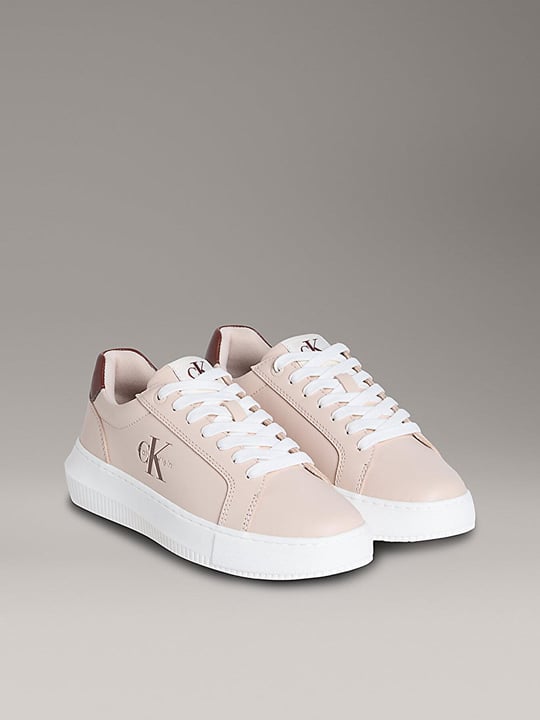 Calvin Klein Calvin Klein Kadın Deri Bağlamalı Düz Taban Yuvarlak Burun Ck Desenli Pembe Sneaker YW0YW01872-0JX