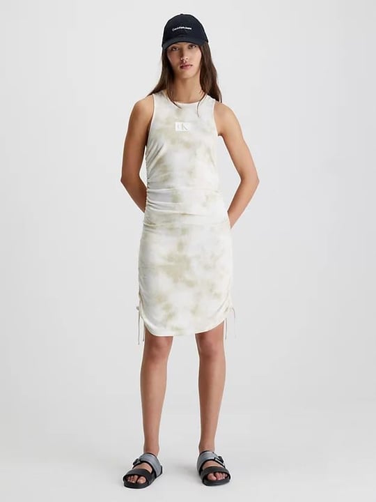 Calvin Klein Calvin Kleın Kadın Desenli Logolu Yuvarlak Yaka 0LA Elbise J20J221190-0LA