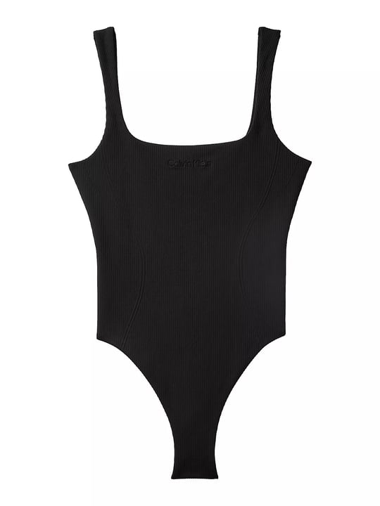 Calvin Klein Calvin Klein Kadın Dokulu Kumaş Askılı Sırtı Açık Siyah Mayo LV00Q61142-UB1