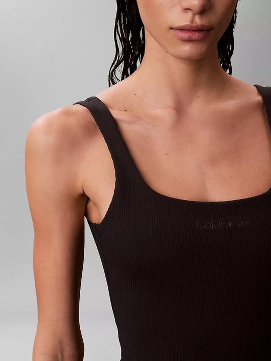 Calvin Klein Calvin Klein Kadın Dokulu Kumaş Askılı Sırtı Açık Siyah Mayo LV00Q61142-UB1