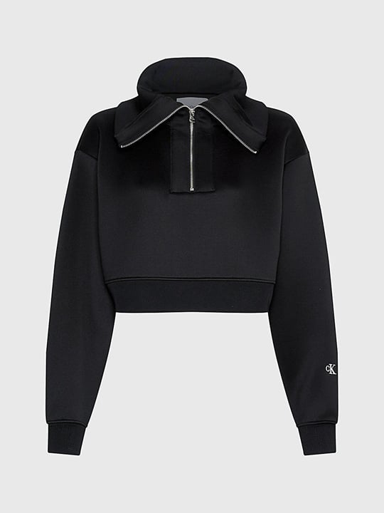 Calvin Klein Calvin Kleın Kadın Dokuma Dik Yaka Uzun Kol Günlük Siyah Sweatshirt J20J222228-BEH