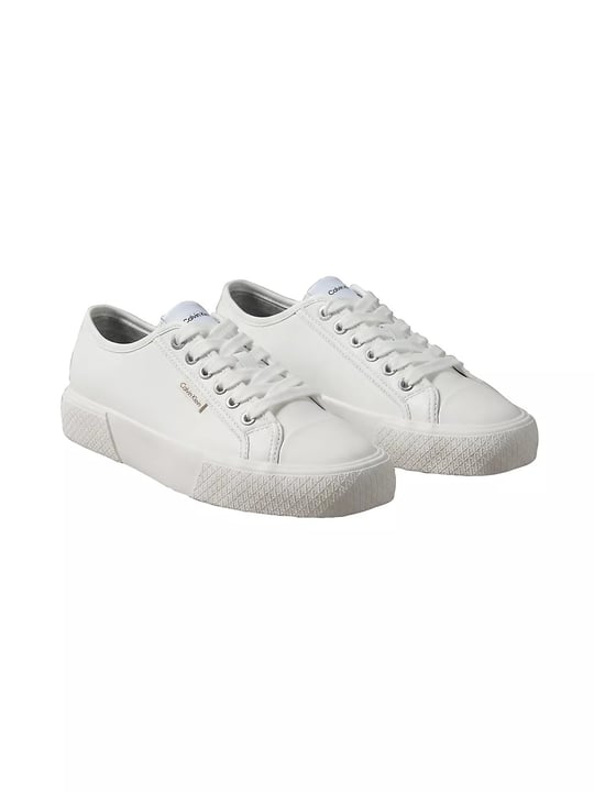 Calvin Klein Calvin Klein Kadın Düşük Bilekli CK Logo Detaylı Hakiki Deri Beyaz Sneaker HW0HW03077-0K4