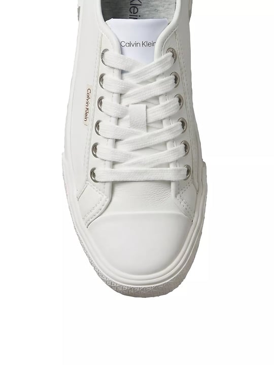 Calvin Klein Calvin Klein Kadın Düşük Bilekli CK Logo Detaylı Hakiki Deri Beyaz Sneaker HW0HW03077-0K4