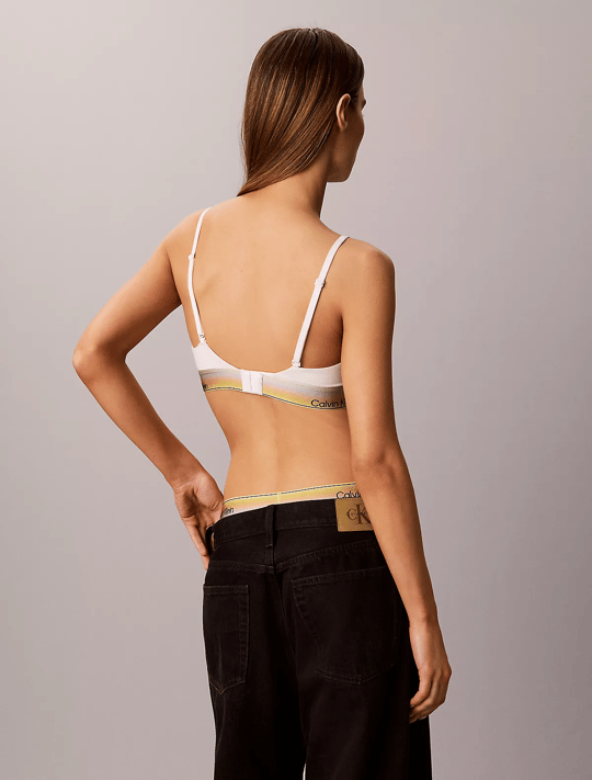 Calvin Klein Calvin Klein Kadın Elmas Kesim Pamuklu Logo Detaylı Beyaz Sütyen LV00QF8865-100