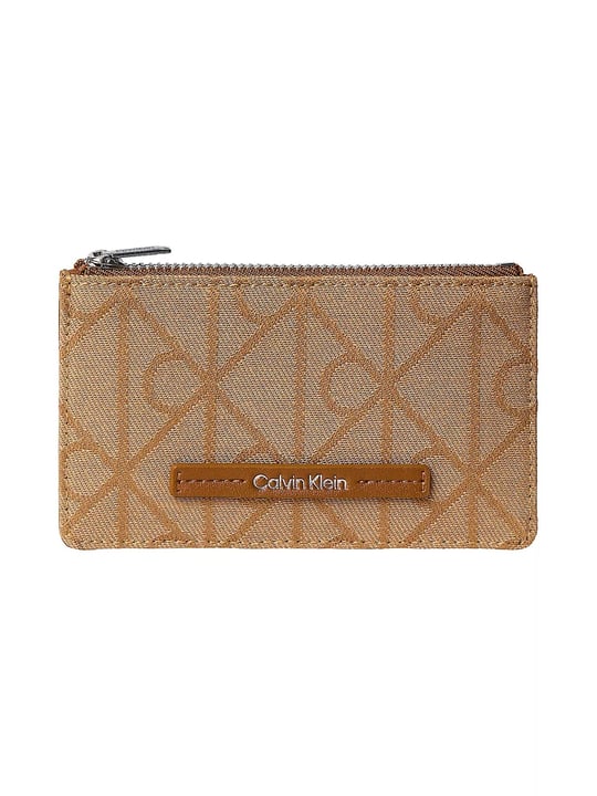 Calvin Klein Calvin Klein Kadın Fermuarlı Monogram CK Logo Desenli Kart Bölmeli Kahverengi Kartlık LV04F1162G-8DZ