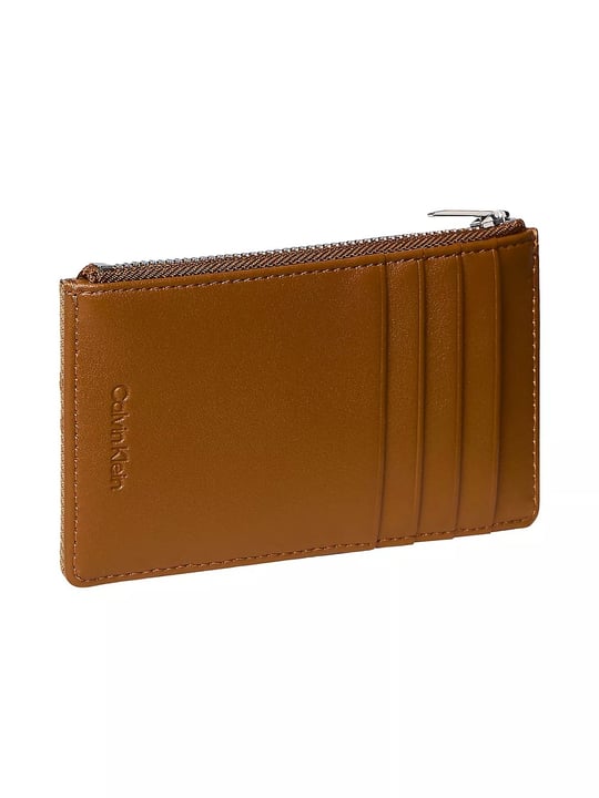 Calvin Klein Calvin Klein Kadın Fermuarlı Monogram CK Logo Desenli Kart Bölmeli Kahverengi Kartlık LV04F1162G-8DZ