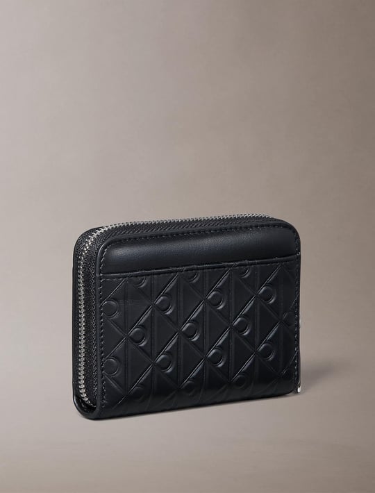 Calvin Klein Calvin Klein Kadın Fermuar Kapama Deri CK Desen İç Bölme Siyah Cüzdan LV04F1081G-UB1