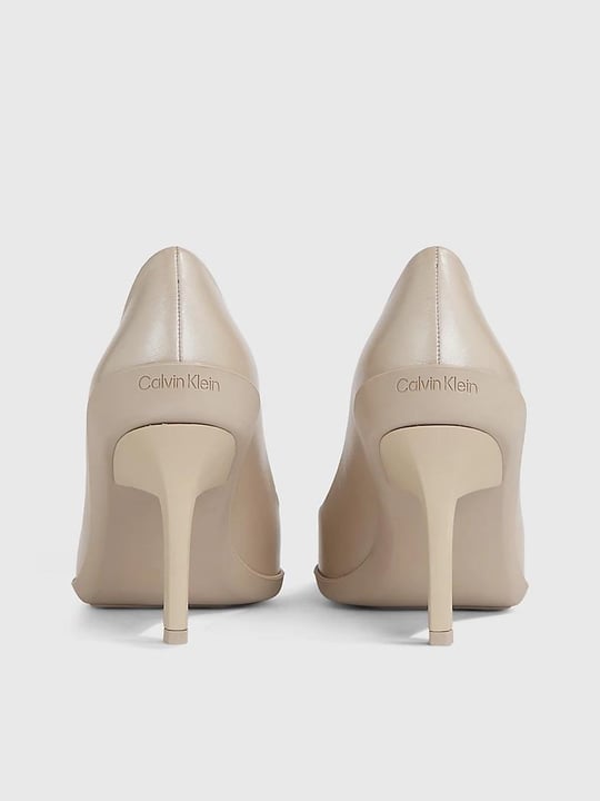 Calvin Klein Calvin Kleın Kadın Hakiki Deri Sivri Burun Yüksek Topuklu Krem Klasik Topuklu Ayakkabı HW0HW01734-RAZ