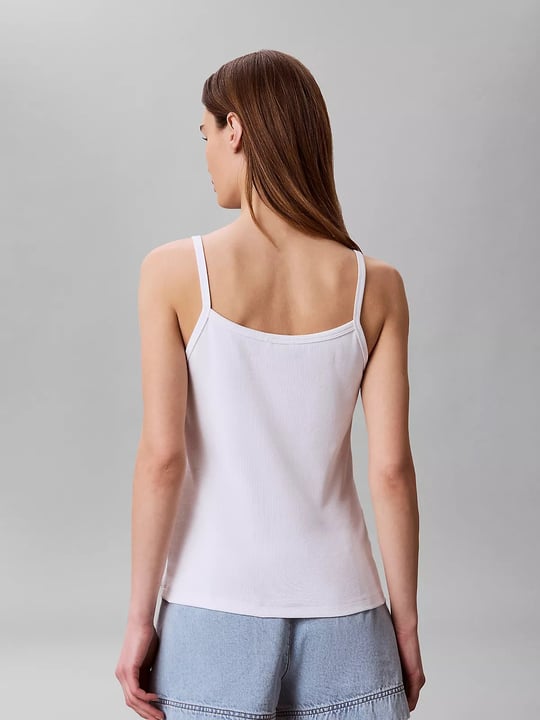 Calvin Klein Calvin Klein Kadın İp Askılı Kare Yaka CK Logo İşlemeli Beyaz Atlet LV047G208G-YAF