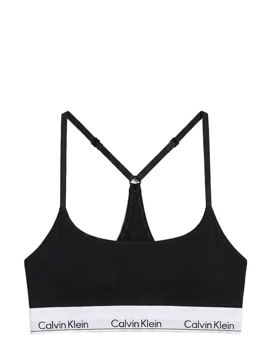 Calvin Klein Calvin Klein Kadın İp Askılı Kare Yaka CK Logo İşlemeli Siyah Bralet LV00QF8995-UB1