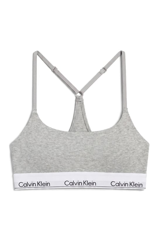 Calvin Klein Calvin Klein Kadın İp Askılı Kare Yaka CK Logo İşlemeli Gri Bralet LV00QF8995-P7A